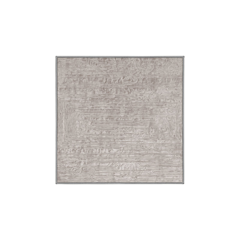Machine Washable Gray Area Rug, Square 6'
