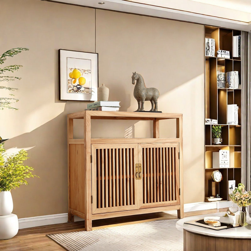 Armoire d'appoint New Chinese Old Elm Zen, Bois robuste