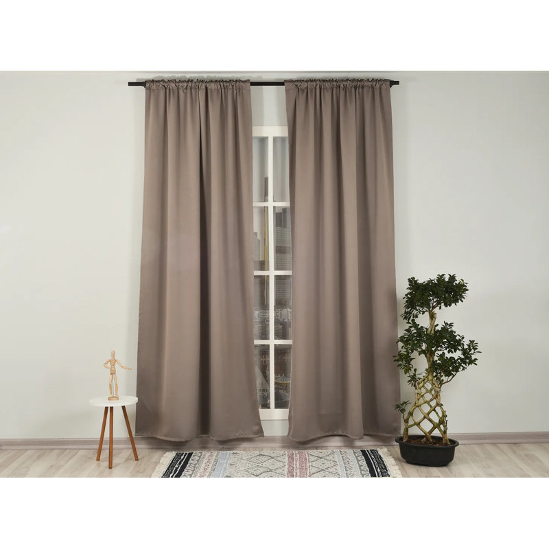 Extra Wide & Extra Long Custom Made Solid Color Room Darkening Single Curtain Panel, 100" W x 192" L, Ecru