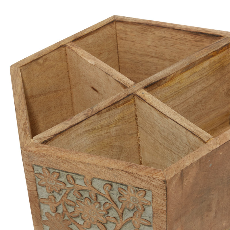Wood Round Flatware Caddy