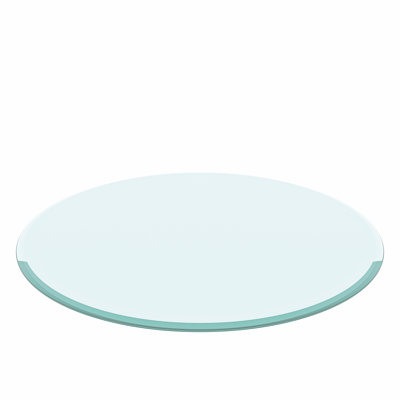 38.6 Inch Round Tempered Glass Table Top with 0.4 Inch Thickness and Beveled Polished Edge