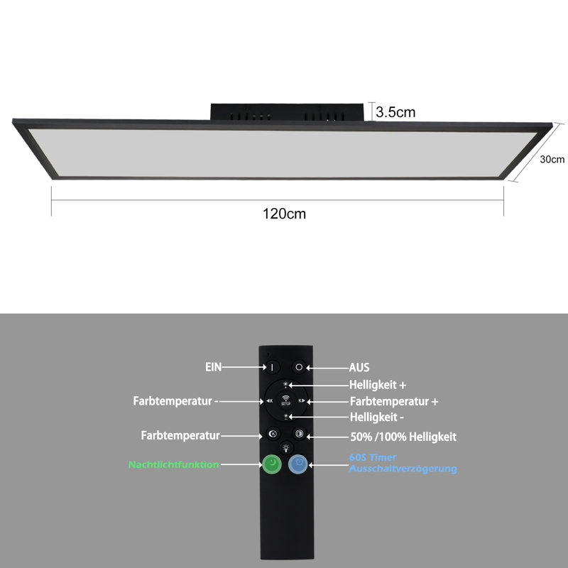 Kalgoorlie 120cm Aluminium LED Flush Mount, Black
