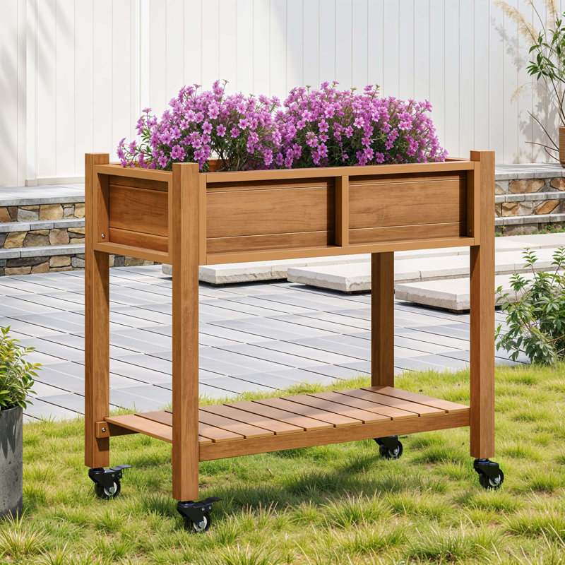 Outdoor Planter Box With Double-Layer, Brown