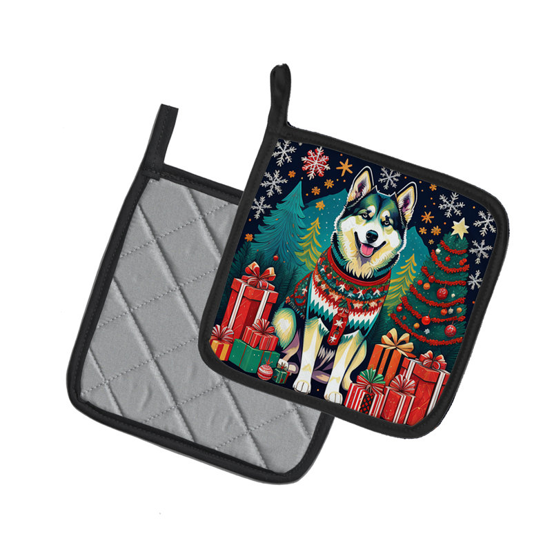 Paire de poignées de Noël Alaskan Malamute