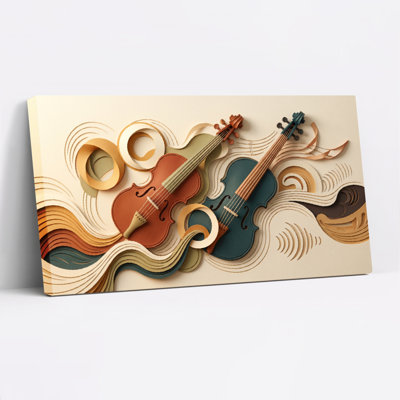 Musical Waves Canvas Wall Art Oil Painting Print Set Of 1