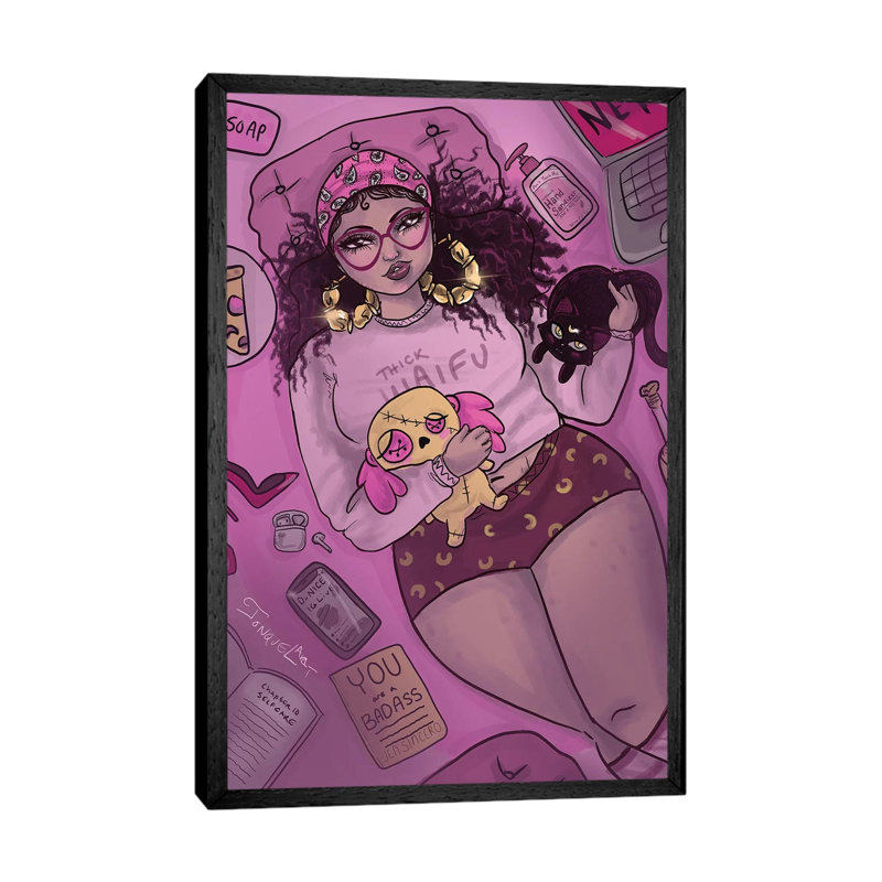 Quarantine Bae 1 by Jonquel Norwood - Print on Canvas, 66.04 cm H x 45.72 cm W, Black Framed