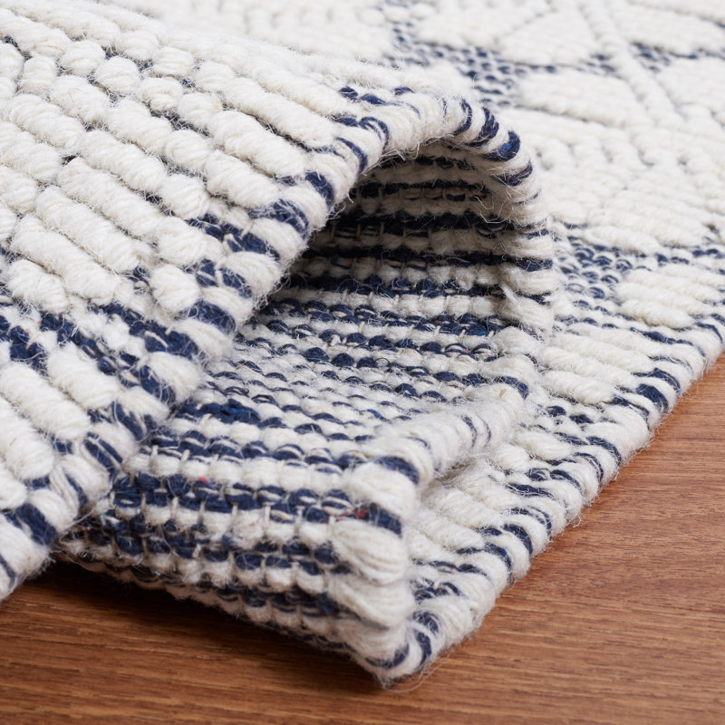 Vermont Hand Woven Wool Geometric Rug, Rectangle 5' x 8'