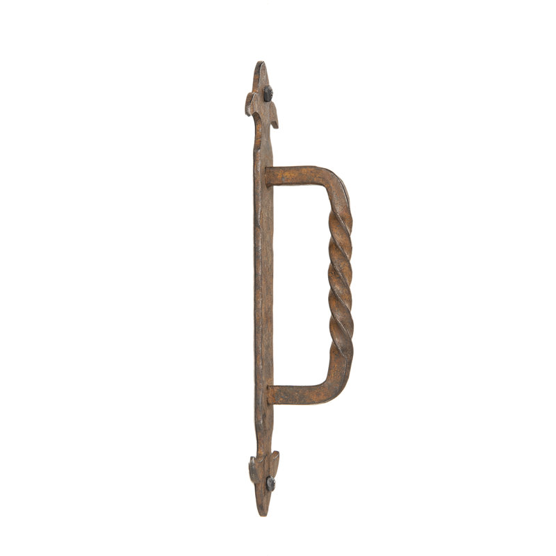 Hand-Forged Oxidized Wrought Iron Door Handle, 8"