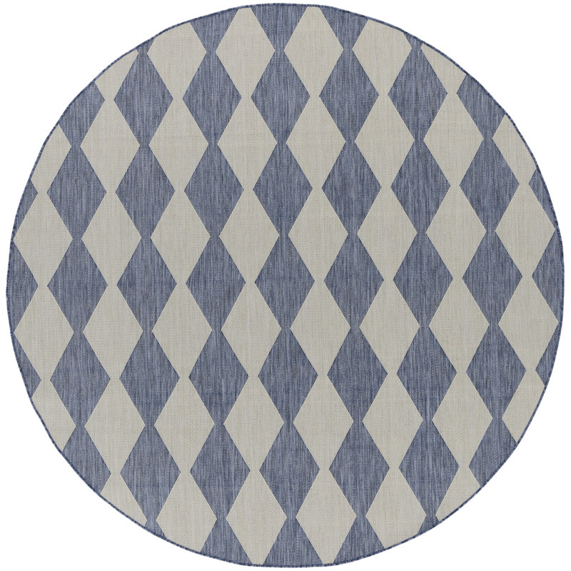 Positano Indoor / Outdoor Rug, Round 8', Blue