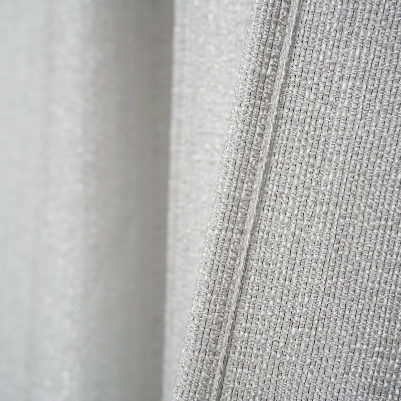 Paire de rideaux transparents en lin blanc avec fils, ensemble de 2, L 55 po x L 88,6 po