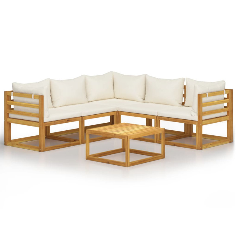 Ensemble de salon de jardin modulaire en bois d'acacia massif crème, Crème
