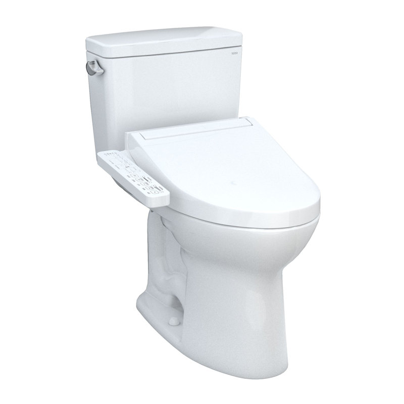 Modern Elongated Two-Piece Toilet with Tornado Flush and Heated Seat