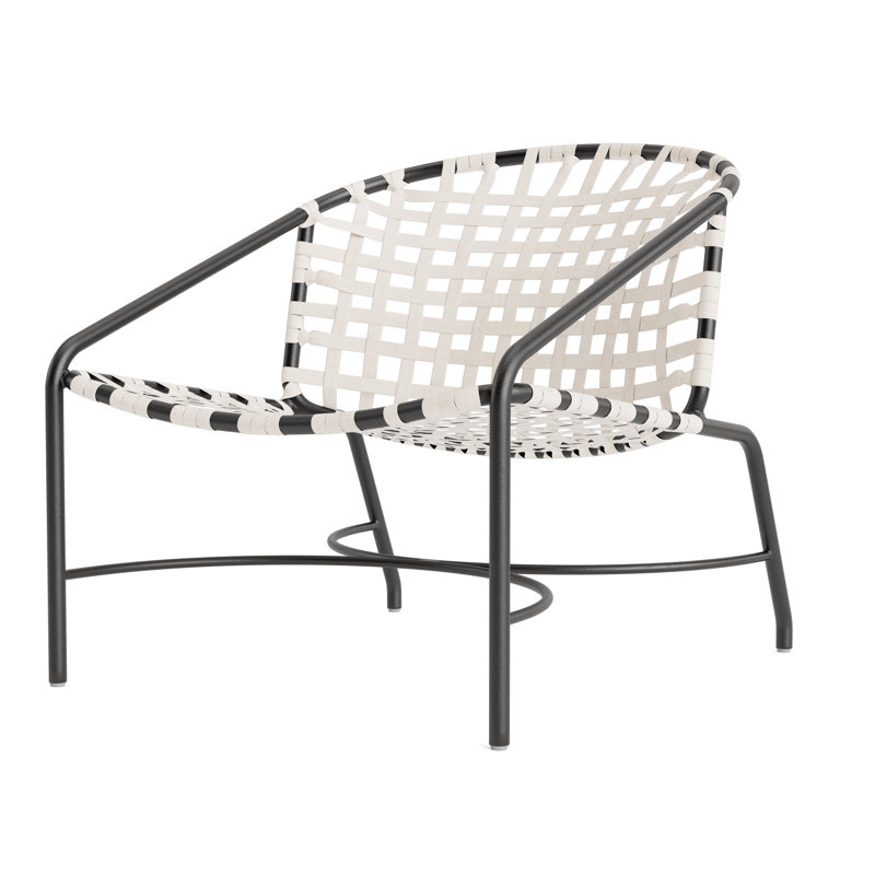 Kantan Outdoor Lounge Chair, Textured Pewter/White Suncloth Lace