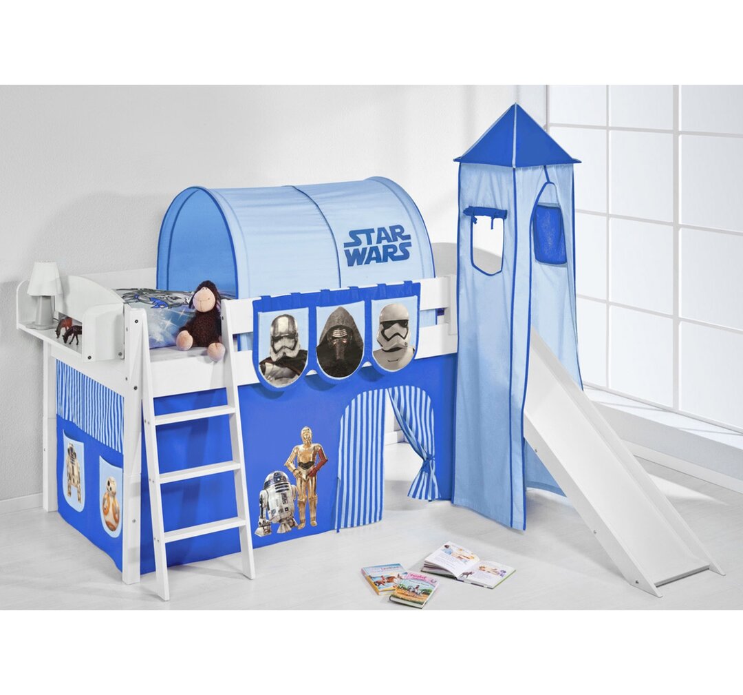 Halbhochbett IDA Classic Star Wars mit Rutsche und Textil-Set, umbaubares Hochbett, 90 x 200 cm