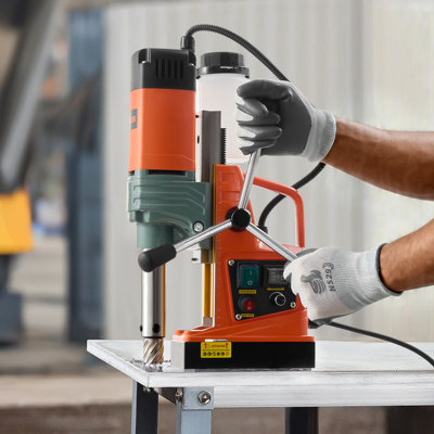 Magnetic Drill, 1450W Motor 2 in Coring Diameter, 2922 lbf Magnetic Force, Portable Electric Mag Drill Press with 6 Coring Bits, Variable Speed, Drilling Machine for Metal Surface, Industrial