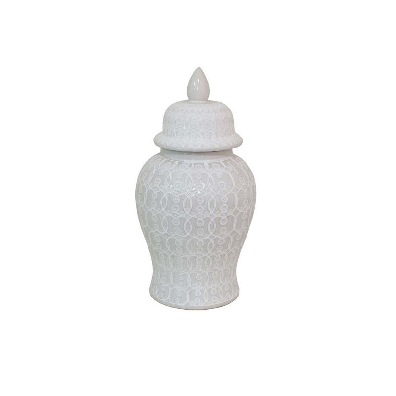 Charito Jar, White, 33'' H x 16'' W x 16'' D