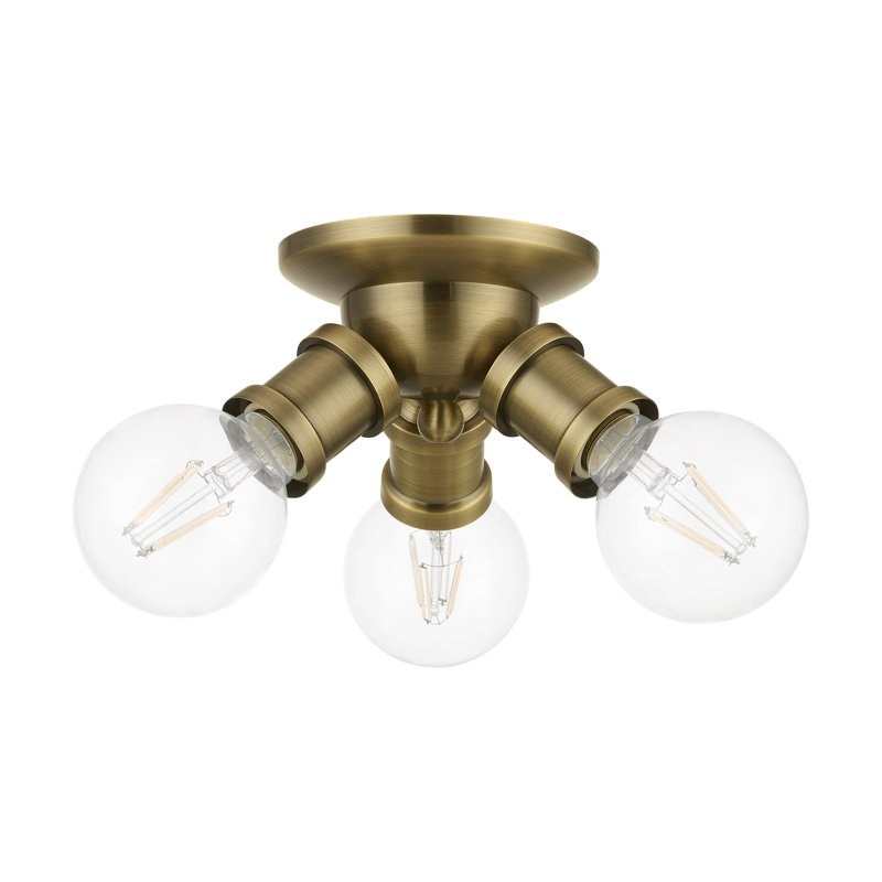 Plafonnier encastré 3 lumières 7 po Grogan, Laiton antique