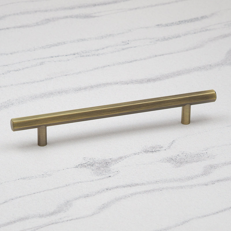 Hexagonal T-Bar Handles in Multiple Finishes, Antique Brass, 160mm Handle