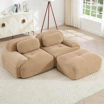 Canapé d'angle modulaire Camel 82'' en velours côtelé doux, incurvé, base antidérapante, ergonomique et multipositions pour un confort optimal dans la chambre à coucher. Combinaisons multiples possibles en forme de L. Aucun assemblage requis. Mousse haute densité. Parfait pour s'asseoir à la maison.