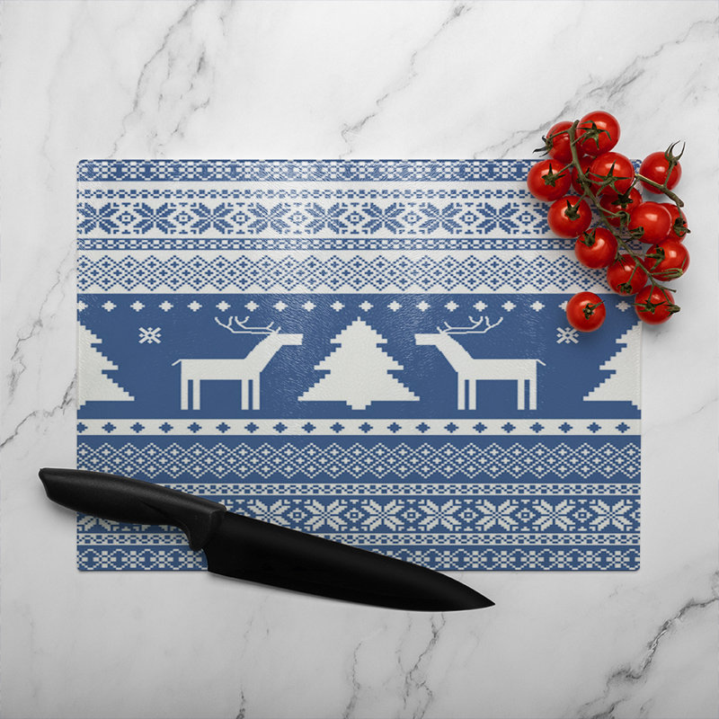 Knitted Ornamental Pattern Dining Glass Chopping Board