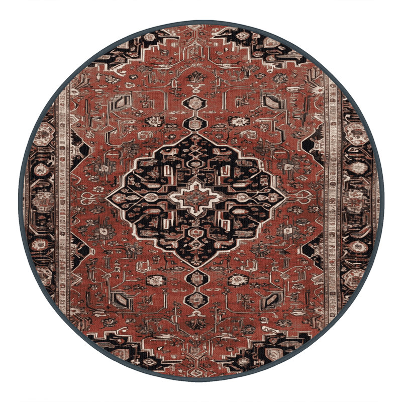 Tapis brun lavable à la machine, Rond 3 pi
