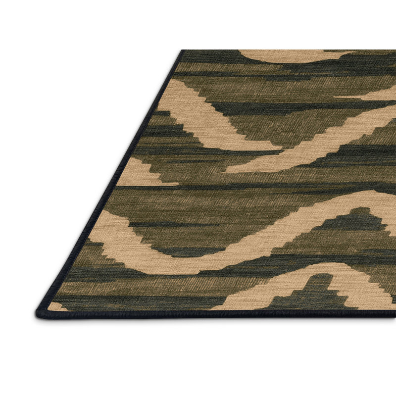 Tapis brun lavable à la machine, Rond 5 pi