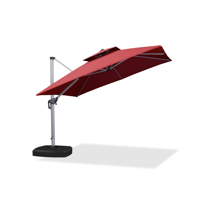 Parasol en porte-à-faux carré 120 po avec base à roulettes, 120 po, gris, L 120 po x P 120 po, Gris