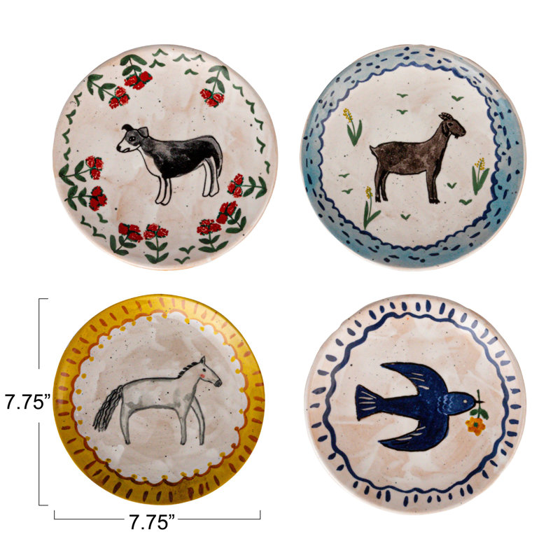 Enchanted Fauna Series - Hand-Painted Stoneware Plates