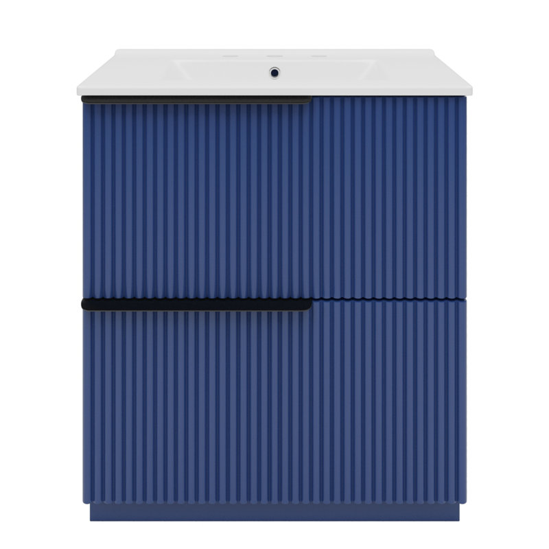 Meuble-lavabo cannelé avec évier en céramique