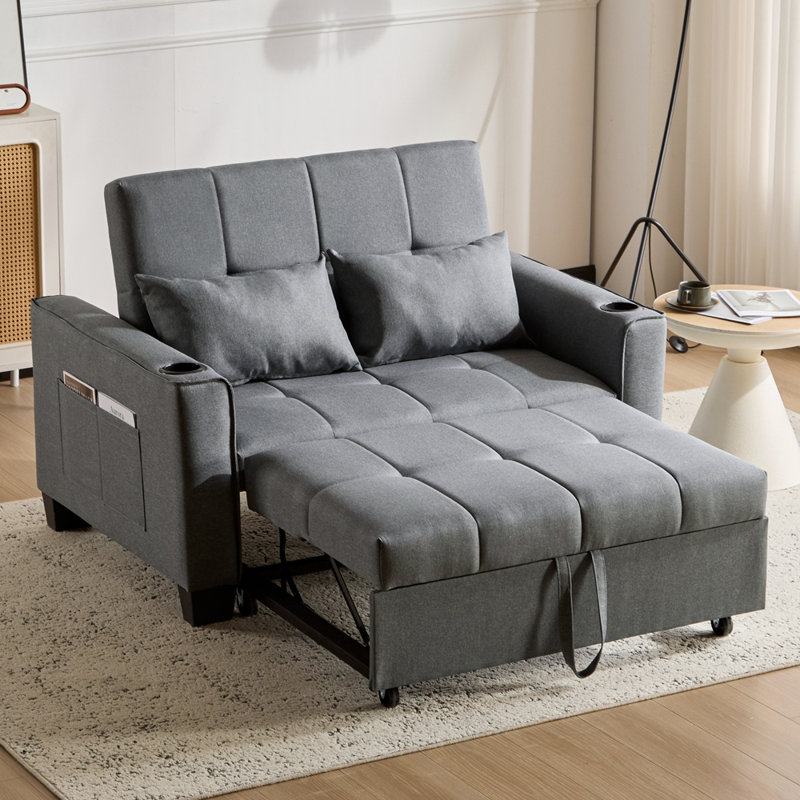 2 Seater Fabric Sofa Bed, Grey