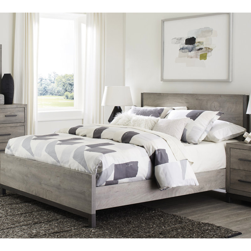 Mobilier de chambre à coucher moderne en bois de mélamine de qualité supérieure avec fini lit gris clair 1pc
