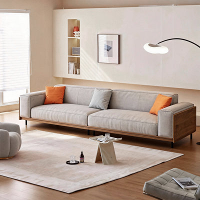 Generously Proportioned 2.8-Metre Sofa in Walnut Fabric, 4-5 Seater, Crafted with a Sturdy Solid Wood Frame and Comfort-Focused High Resilience Cushions King Size