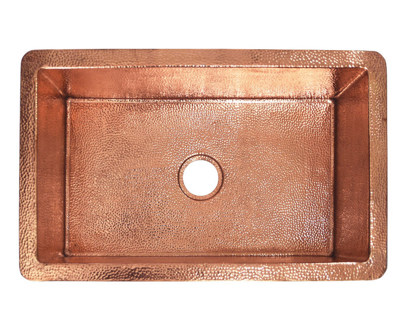 Cocina Undermount Kitchen Sink, 10" H x 30" L x 18.5" W, Polished Copper