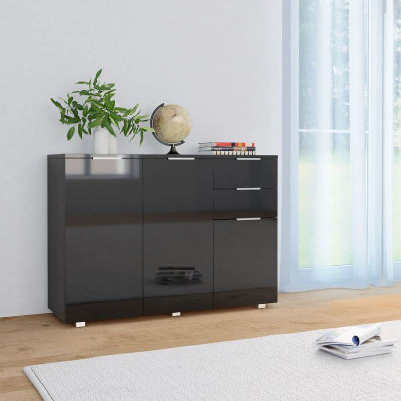 Sideboard High Gloss 107x35x80.5 cm, Black