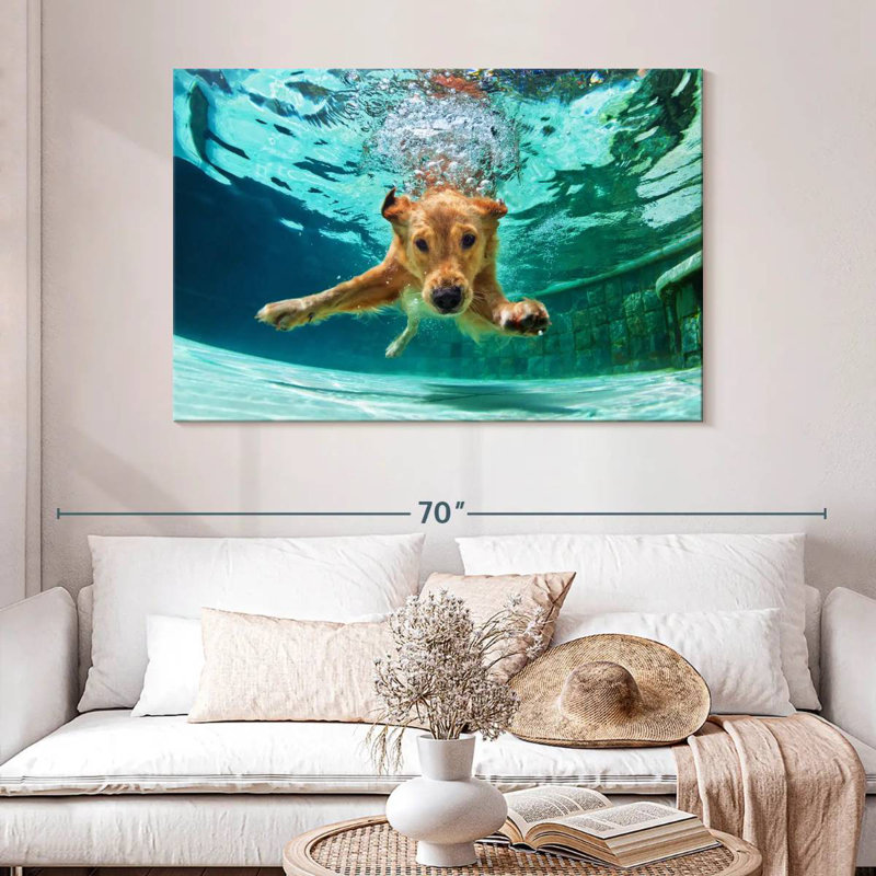 Golden Retriever Diving, 32" H x 48" W
