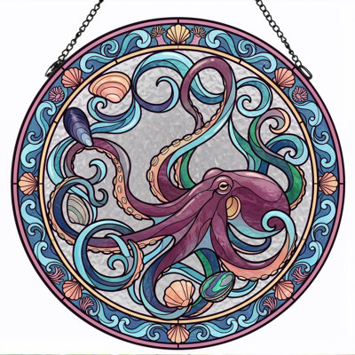 Panneau de vitrail Octopus Art, H 12 po