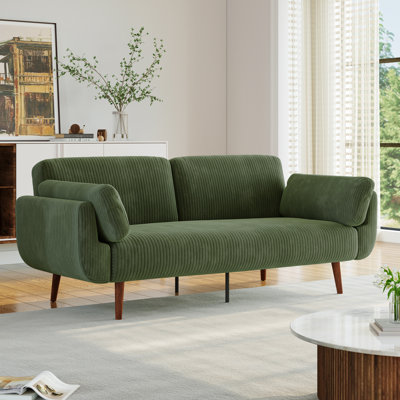 Flared Arm Convertible Corduroy Sleeper Sofa