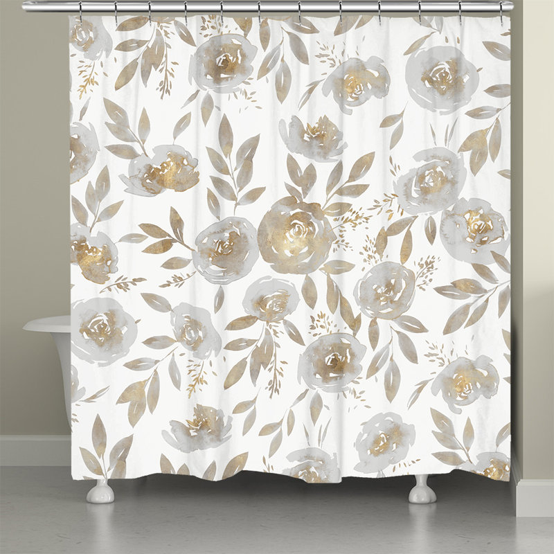 Rideau de douche simple à motif floral flanary