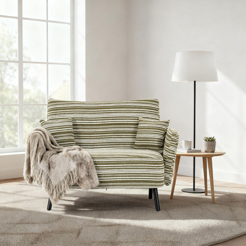 Fauteuil d'appoint rembourré Mid-Century, Vert olive