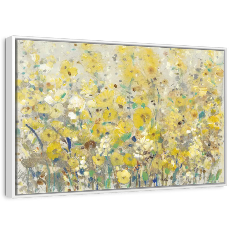 Jardin joyeux I, Cadre flottant blanc, 43 po x 29 po