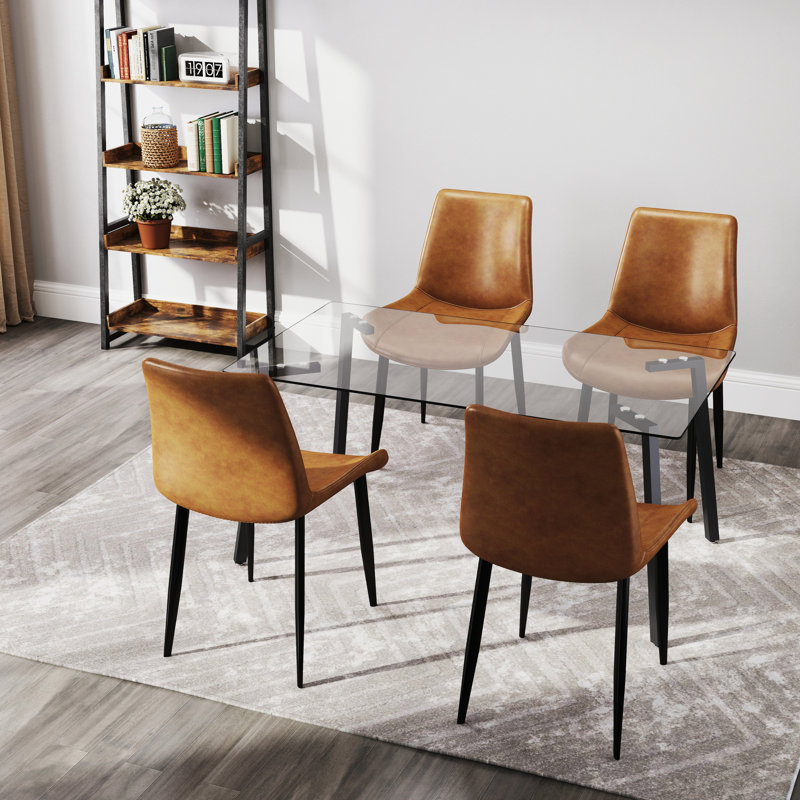 Faux Leather Upholstered Dining Chair, Brown