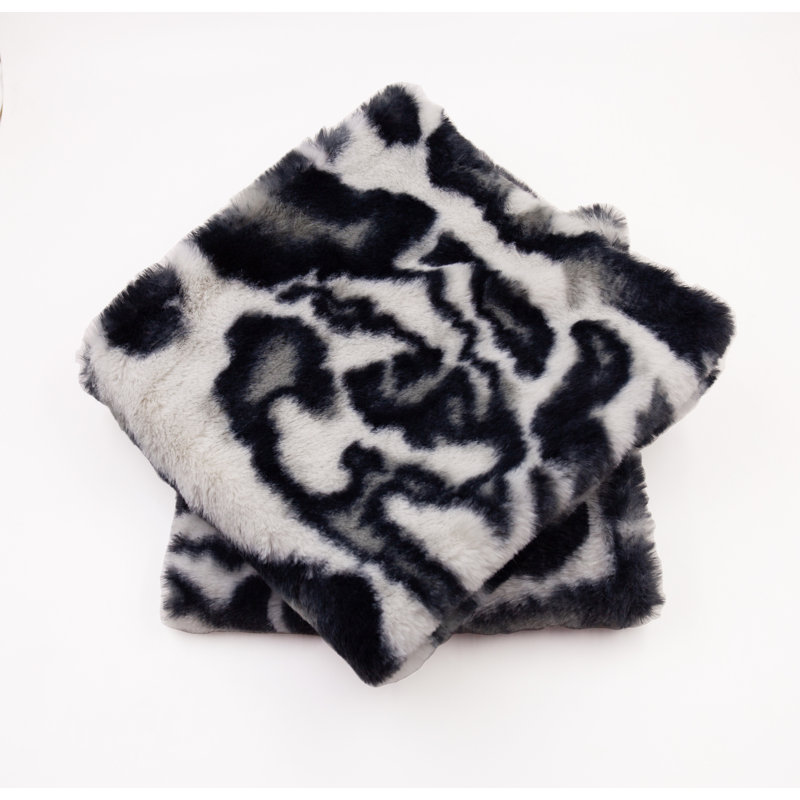 Gray and Black Tiger Print Faux Fur Pillow Covers, 20x20, Set of 2