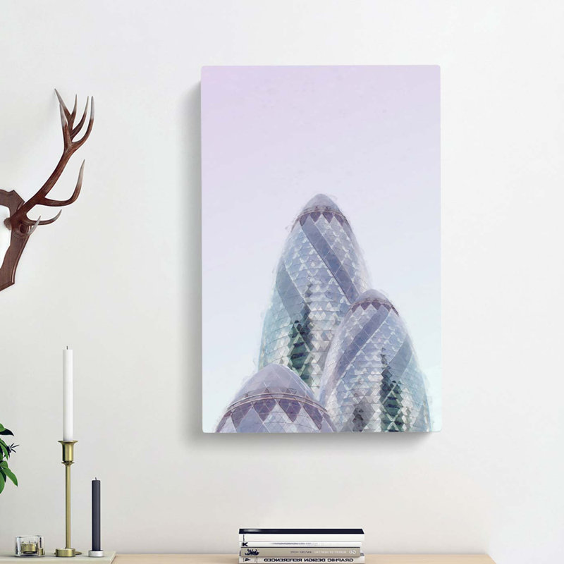 The Gherkin in London in Abstract - Wrapped Canvas, 50cm H x 35cm W x 3cm D