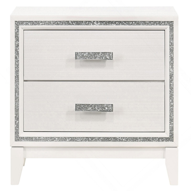 Table de chevet blanche à 2 tiroirs, White
