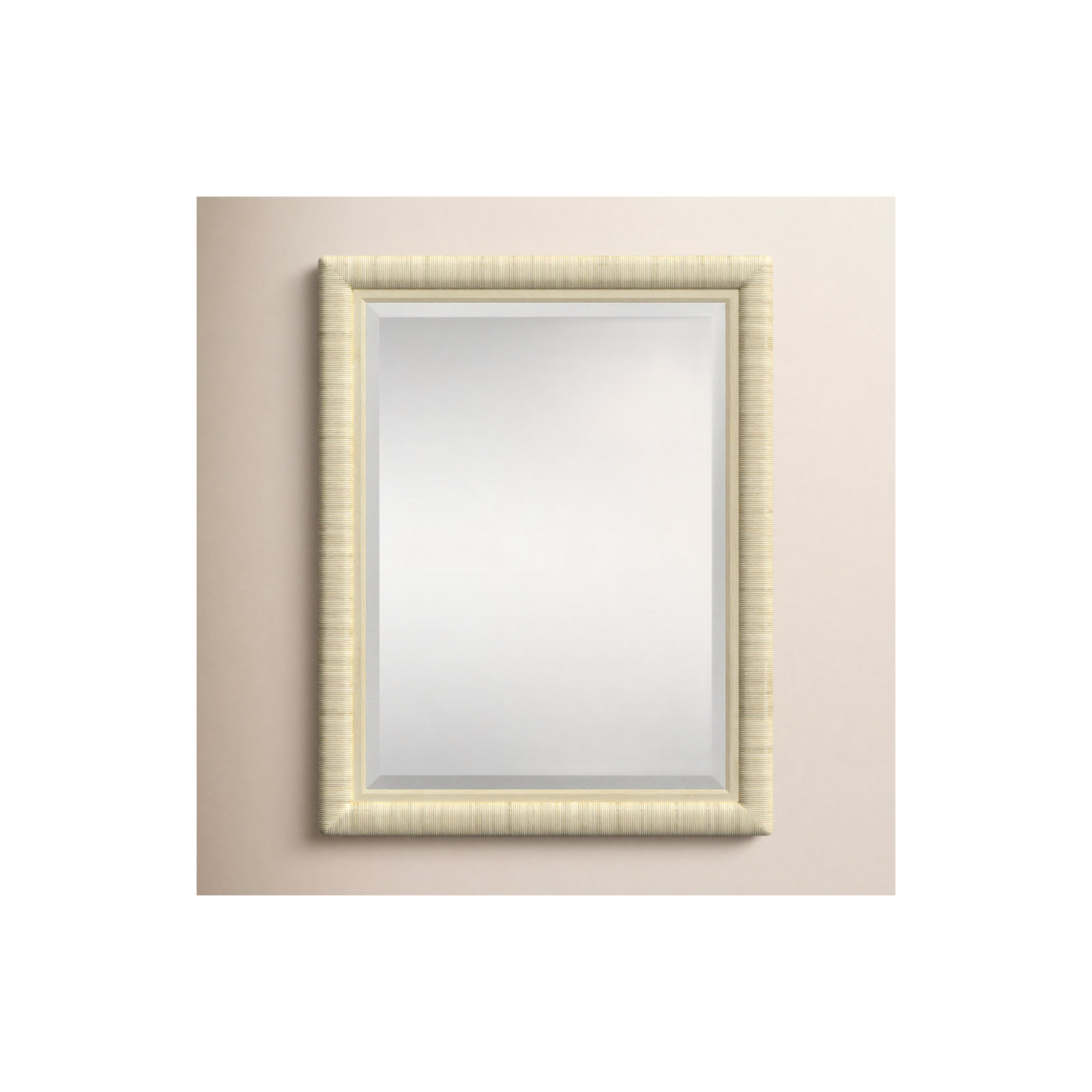 Monterey Rattan Flat Mirror, Bisque