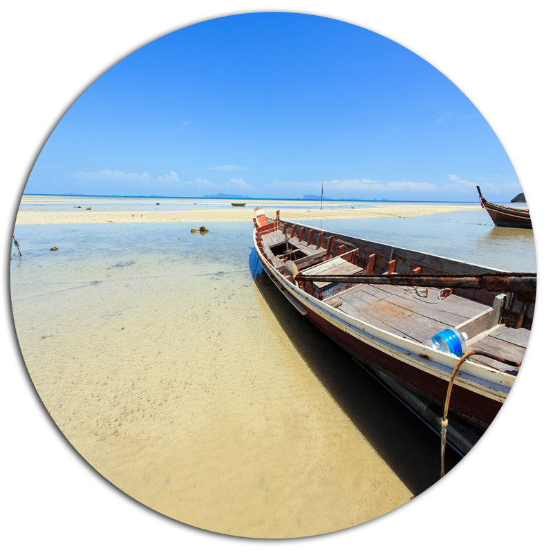 Photographie "traditionnel du bateau thaï on beach", H 38 po x l 38 po x P 1 po, Métal