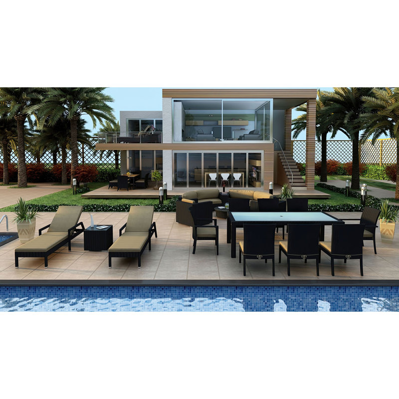 Urbana Outdoor 18 - Piece Conversation Set, Canvas Heather Beige Sunbrella® Canvas