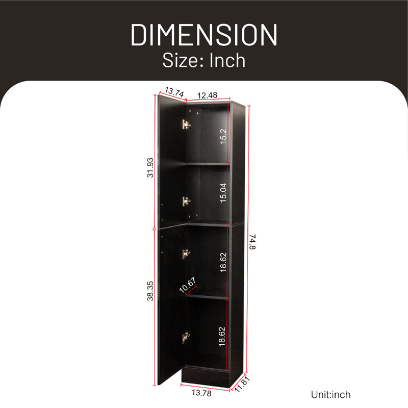 Burcet Bathroom Cabinet, Black