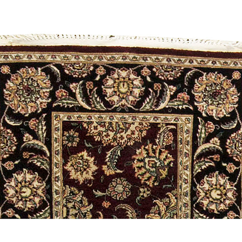 Manchuria Wool Oriental Area Rug in Black/Wine