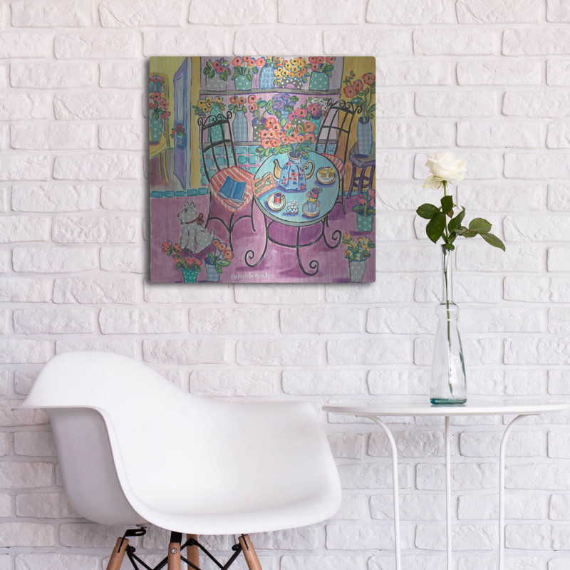 Winston Porter «A Flowery Cafe» par Holly Wojhan, art mural en métal, H 24 po x l 24 po